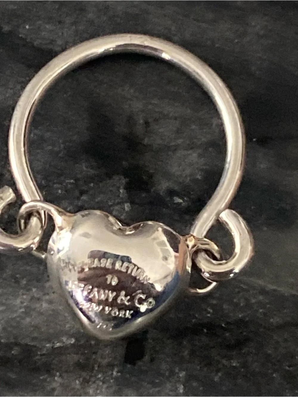 Sterling Silver Heart Tag Link Ring - Silver